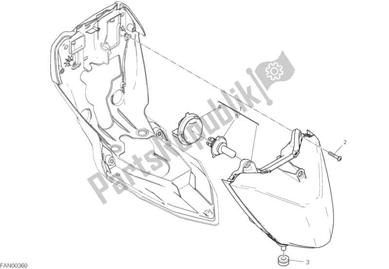 All parts for the Headlight of the Ducati Hypermotard 950 USA 2020